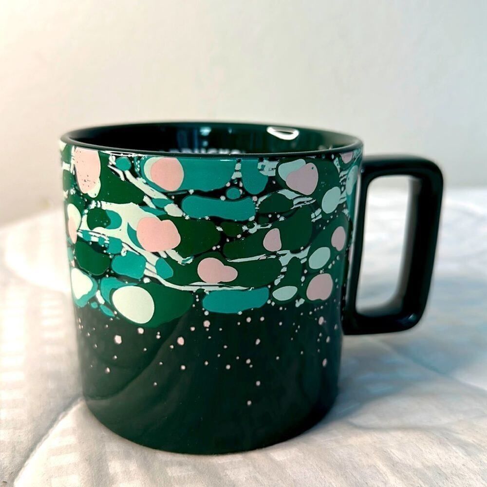 NWT Starbucks Holiday 2022 Venetian Marble Forest Ceramic Mug
